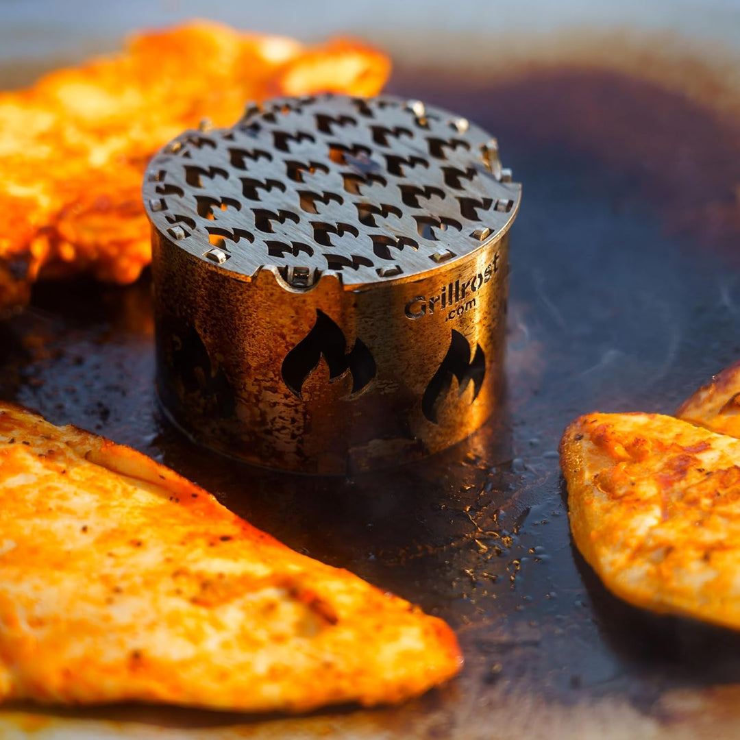 Grillrost.com Das Original Mini Wokaufsatz aus Edelstahl - für Mini Feuerplatte steckbar Mini-Wokauf