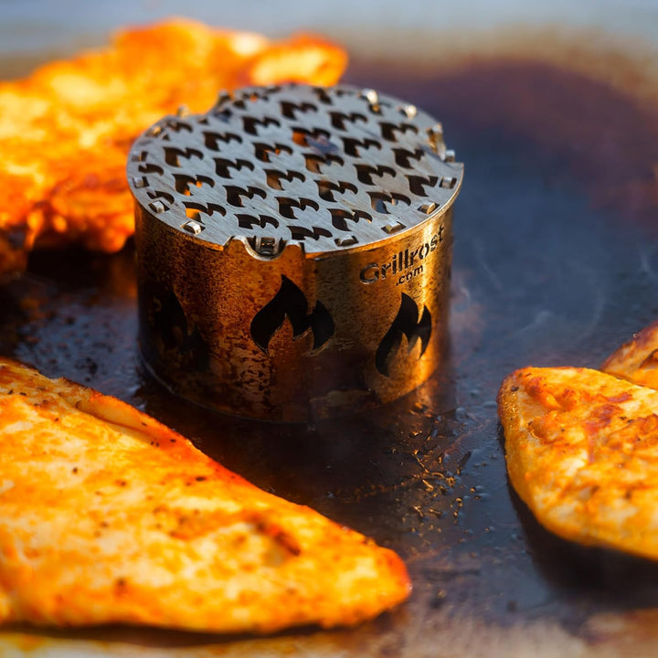 Grillrost.com Das Original Mini Wokaufsatz aus Edelstahl - für Mini Feuerplatte steckbar Mini-Wokauf