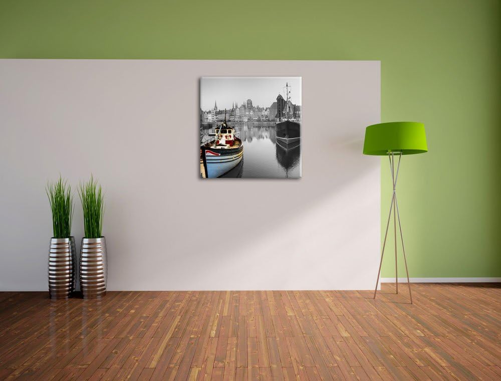 Pixxprint Hafen in Danzig - Polen / 70x70cm Leinwandbild bespannt auf Holzrahmen/Wandbild Kunstdruck
