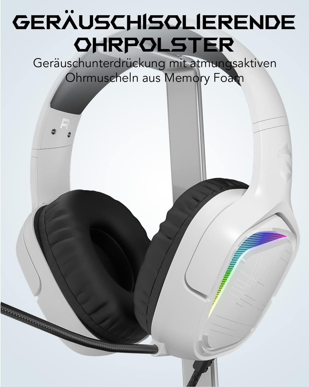 Black Shark Gaming Headset für PC, PS4, PS5, Xbox, Switch, Gaming Kopfhörer mit Ultraklarem Biegsame