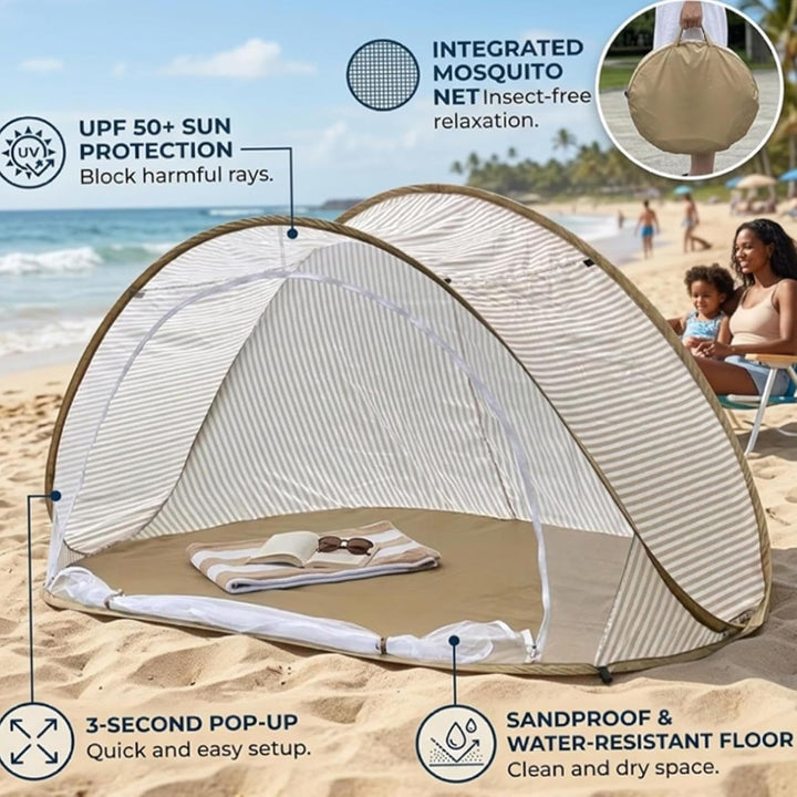 XXL Strandmuschel Popup, Faltbare Strandzelt Sonnenschutz Leicht Mit Moskitone-tz, Strands Zubehör,