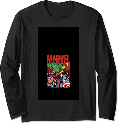 Marvel Avengers Team Retro Comic Vintage C1 Langarmshirt