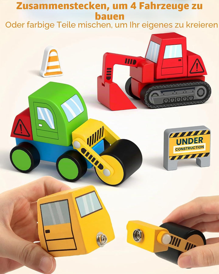 Coogam Take Apart Construction Truck Spielzeug für Kleinkinder, Snap Together Engineering Car Buildi