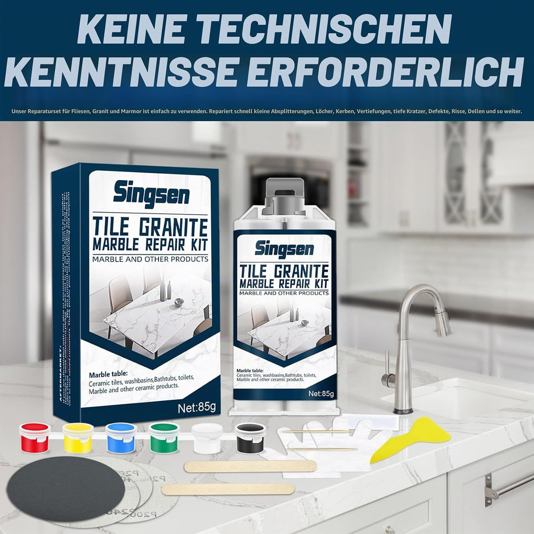 Fliesen Granit Marmor Reparatur-Set, Marmor Reparatur-Set (Farbabstimmung), Starkes und wasserdichte