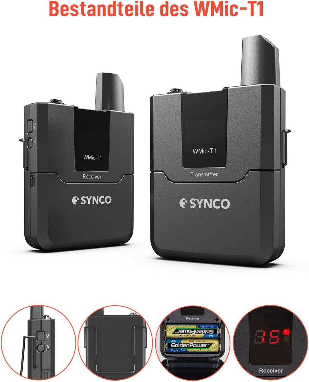 SYNCO Lavalier Mikrofon Funk, Kabellos Funkmikrofon UHF 16-Kanäle Wireless Dual Set Ansteckmikrofon