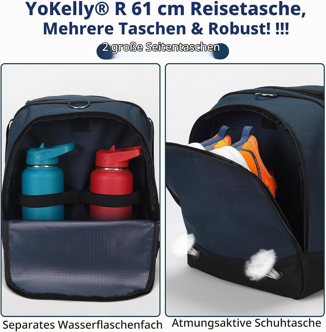 65L Sporttasche Herren Gross - 24 inch Reisetasche mit Hartem Boden und Schuhfach für Sport/Reisen 6
