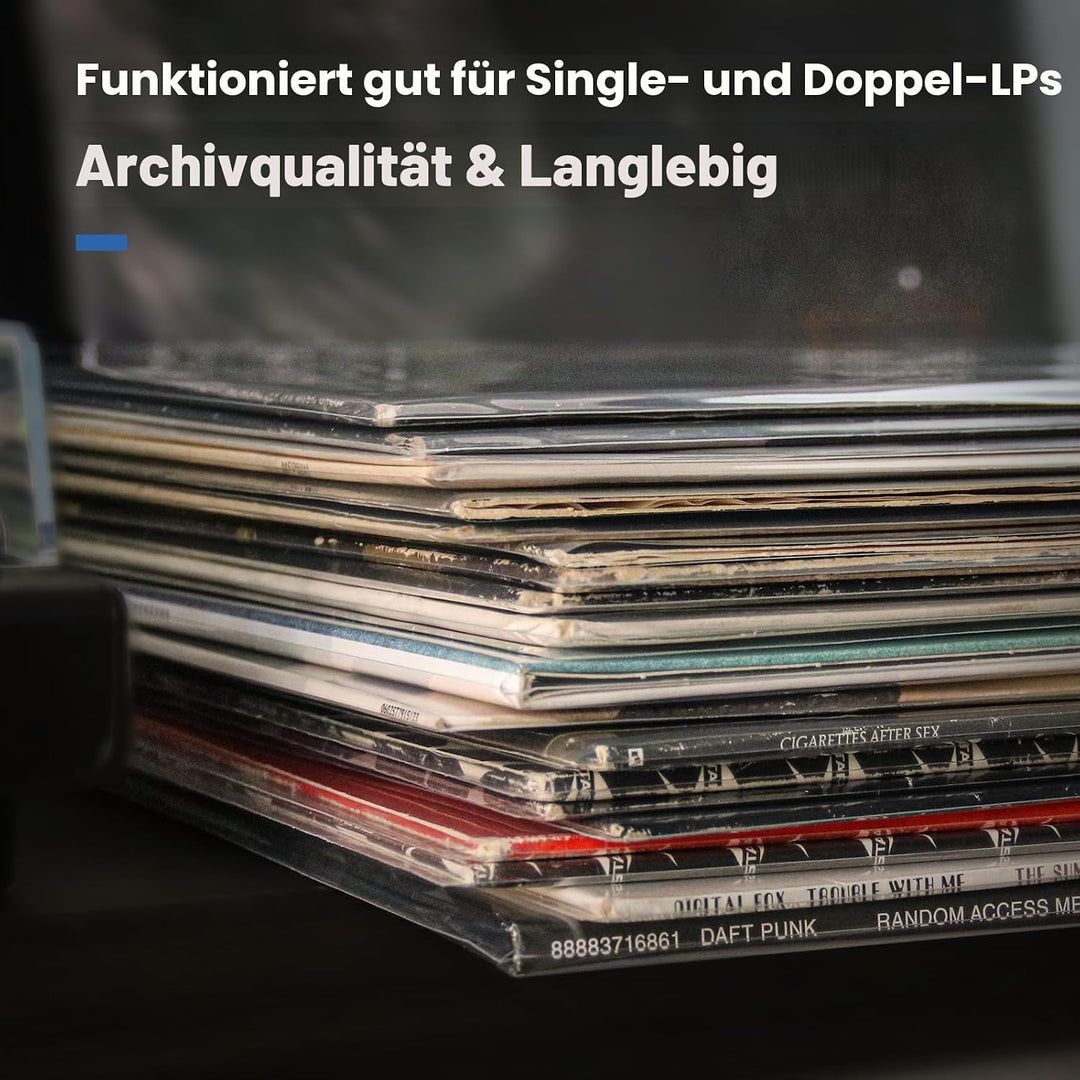 12“ Schallplattenhüllen Vinyl Aussenhüllen - Vinylhüllen für Schallplatten | Kristallklare Vinyl Sch