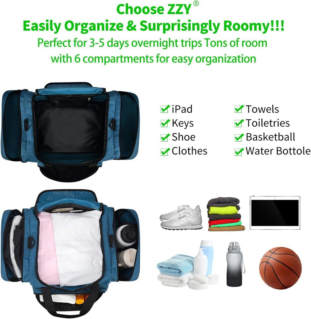 Sporttasche Reisetasche Fitness Tasche mit Schultergurt Wochenendtasche für Damen und Herren (Blau,