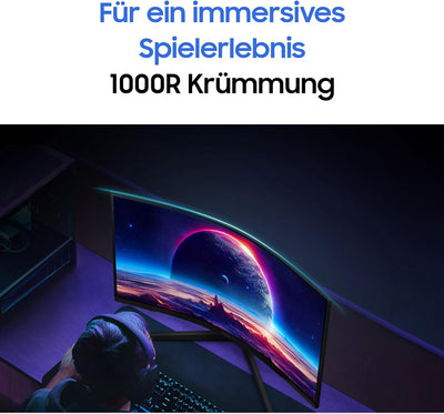 Samsung Odyssey G55C Curved Gaming Monitor, 32 Zoll, Bildschirm mit VA-Panel, 2.560 x 1.440 Pixel, 1