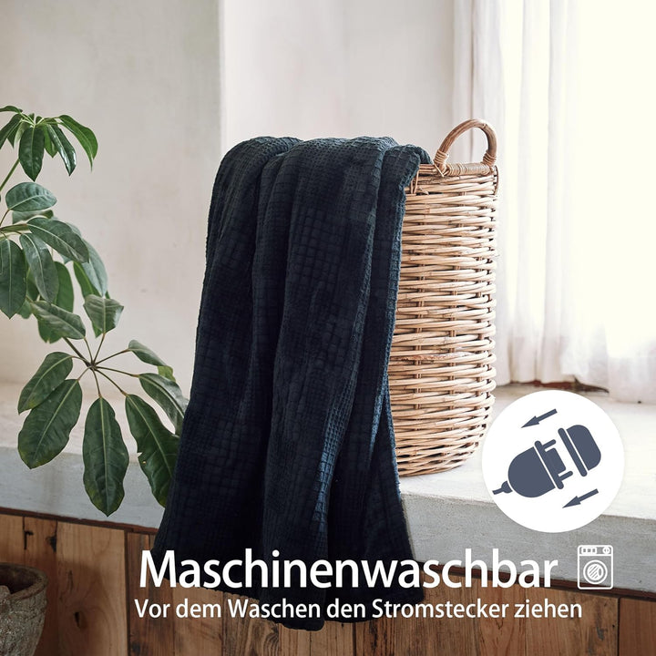 Texciting heizdecke 130X180 cm-Wärmedecke heizdecke mit 9 Heizstufen-10 Stunden Auto Off CE Zertifiz