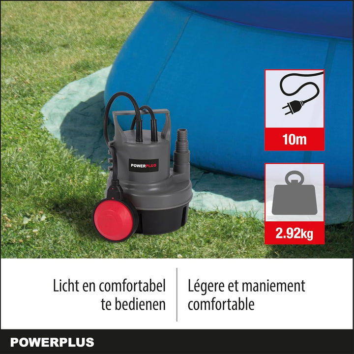 Powerplus Elektrische Wasserpumpe POWEW67900-200 W Tauchmotorpumpe, Maximaltemperatur 35°C und Förde