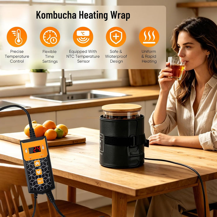 Heizmatte für Sauerteig-Starter mit 5-45°C Thermostat &amp; NTC-Sensor, Fermentation Heizgürtel mit 0-24
