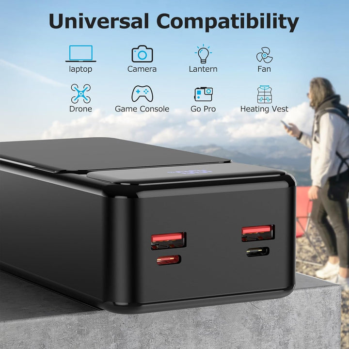 50000mAh Powerbank 22.5W Schnellladung Tragbare Power Bank USB-C mit 4 Ausgängen &amp; 2 Eingängen LED-D