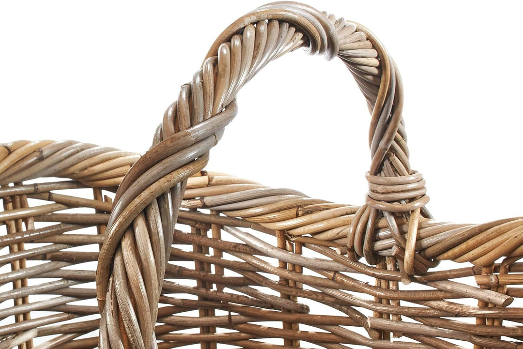 Kobolo Einkaufskorb EMMA aus Rattan in 50x40x37 cm Kubu Grey