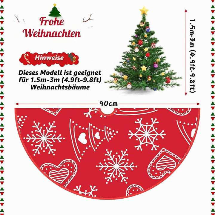 90cm Weihnachtsbaum Decke,Weihnachtsbaumdecke Rund Weihnachtsbaum Rock Christbaumdecke Christmas Tre