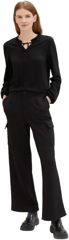 TOM TAILOR Damen Longsleeve T-Shirt S 14482 - Deep Black, S 14482 - Deep Black