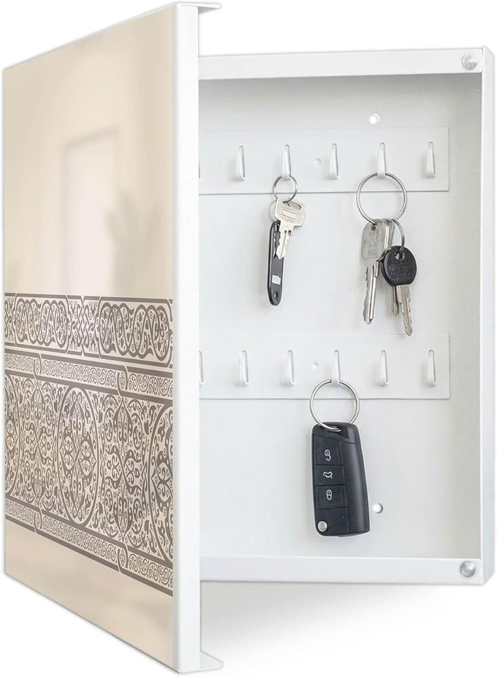 banjado Grosser Schlüsselkasten Metall - Schlüsselbox 30x30cm beschreibbarer mit 32 Haken - Schlüsse