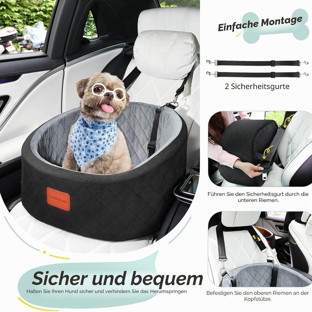 Hunde-Autositz, bequemer Haustier-Autositz mit Sicherheitsleinen zum Anklippen, waschbares Reise-Aut