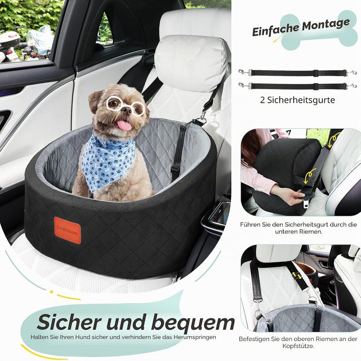 Hunde-Autositz, bequemer Haustier-Autositz mit Sicherheitsleinen zum Anklippen, waschbares Reise-Aut