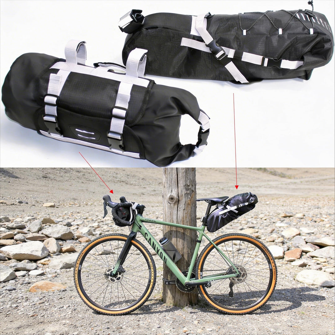 Fahrrad LENKERTASCHE und SATTELTASCHE im Set 17 Liter, bikepacking Taschen wasserdicht Ultraleicht o