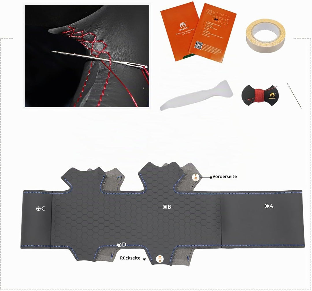 MEWANT Lenkradbezug für Golf 4 für B5 für Variant für Sharan für Bora T4 T5 Custom Version Hand Nähe