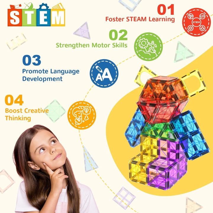 60magnetische Bausteine,Kinderspielzeug,STEM-Magnetblöcke,sensorisches Spielzeug, Kinderspiele, Magn