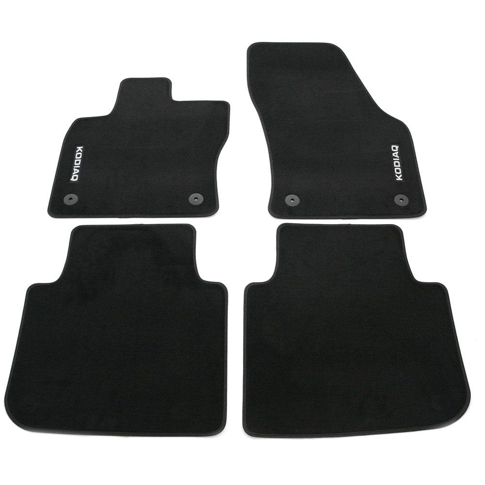 Skoda 566061270 Prestige Textil Fussmatten 4X Stoffmatten Premium Velours mit Kodiaq Schriftzug, sch