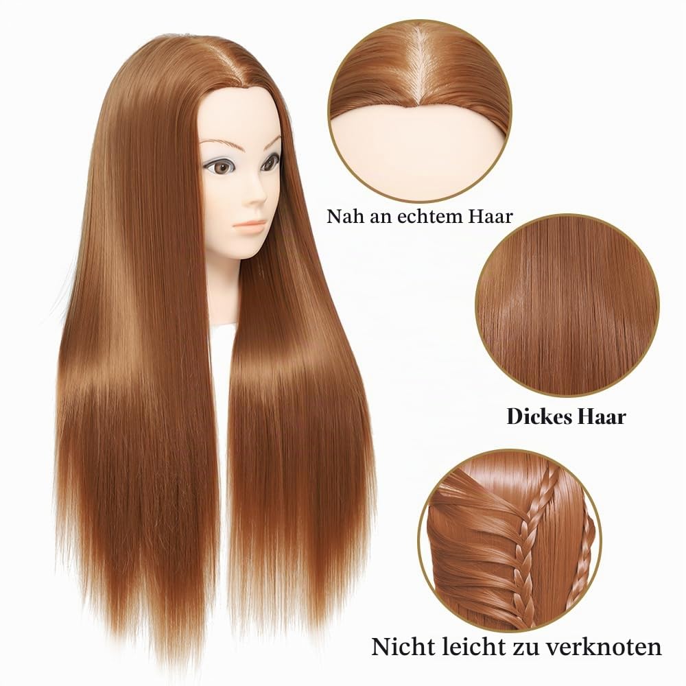Training Kopf, 26-28" 100% synthetische Faser lange Haare Friseur Kosmetologie Schaufensterpuppe Pup