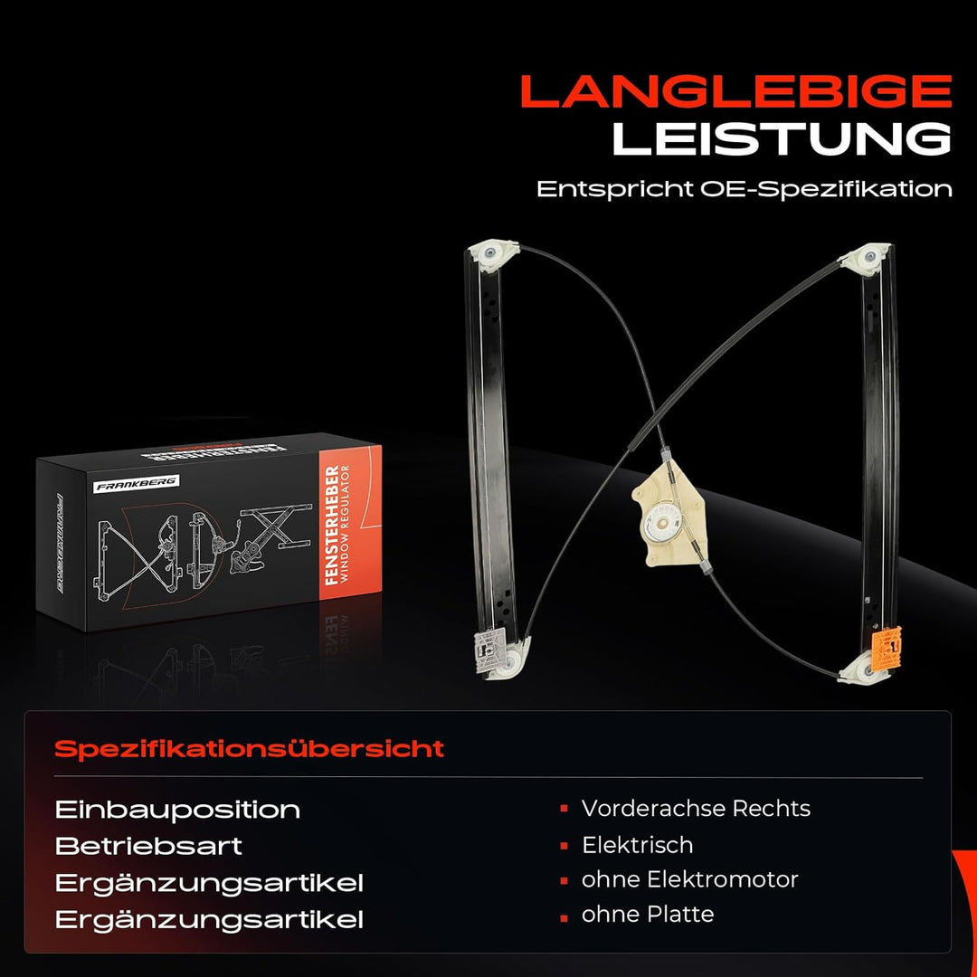 Frankberg Fensterheber Vorne Rechts Kompatibel mit C-a-y-e-n-n-e 955 T-o-u-a-r-e-g 7LA, 7L6, 7L7 SUV