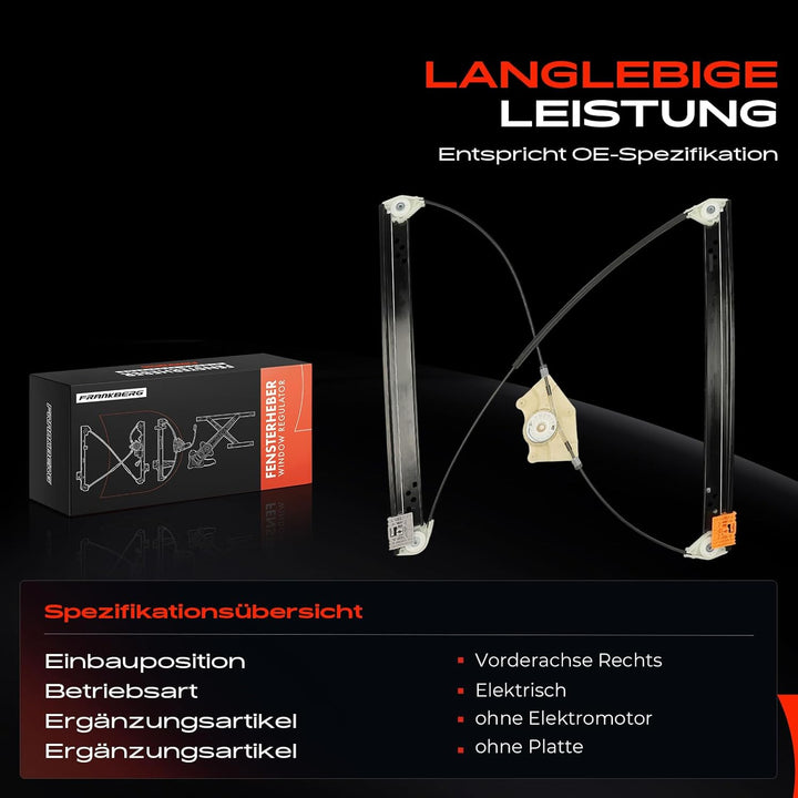Frankberg Fensterheber Vorne Rechts Kompatibel mit C-a-y-e-n-n-e 955 T-o-u-a-r-e-g 7LA, 7L6, 7L7 SUV