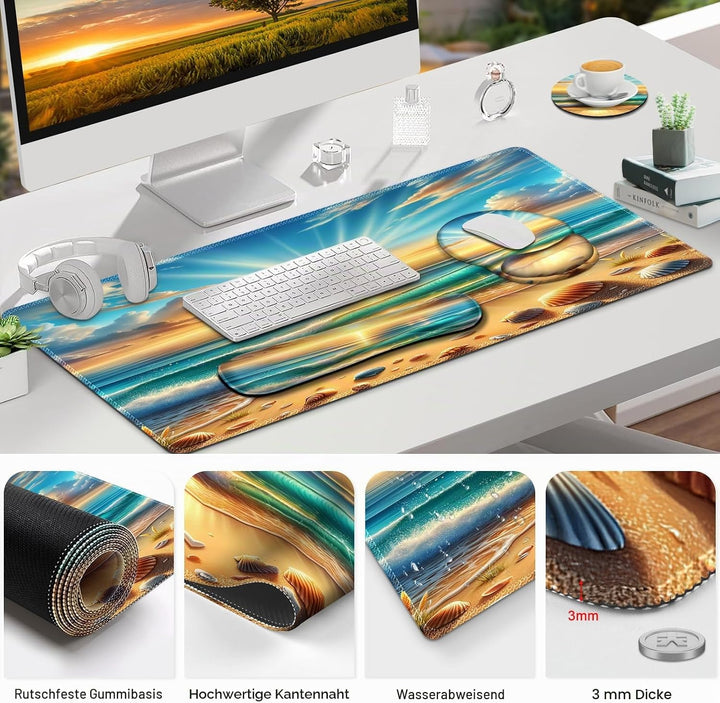 Gaming-Mauspad, grosse Tischmatte, niedlicher Tischpad-Schutz, 4in1 XXL-Mauspad + Tastatur-Handgelen