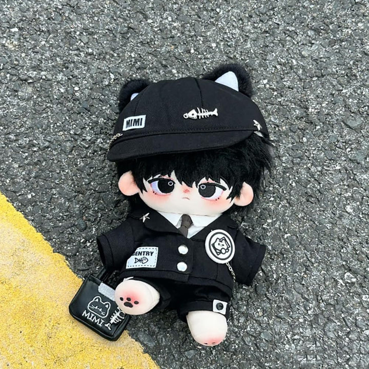 niannyyhouse 20cm Plüsch Puppe Kleidung Hut Mantel Hemd Hosen Rucksack Brille Schwarz Katze Set 8 "P
