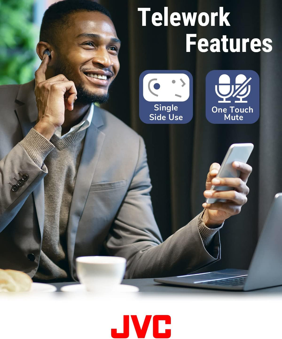 JVC HA-Z330T-G - Kompakte True Wireless Ohrhörer, aktives Noise Cancelling, geringes Gewicht, stylis