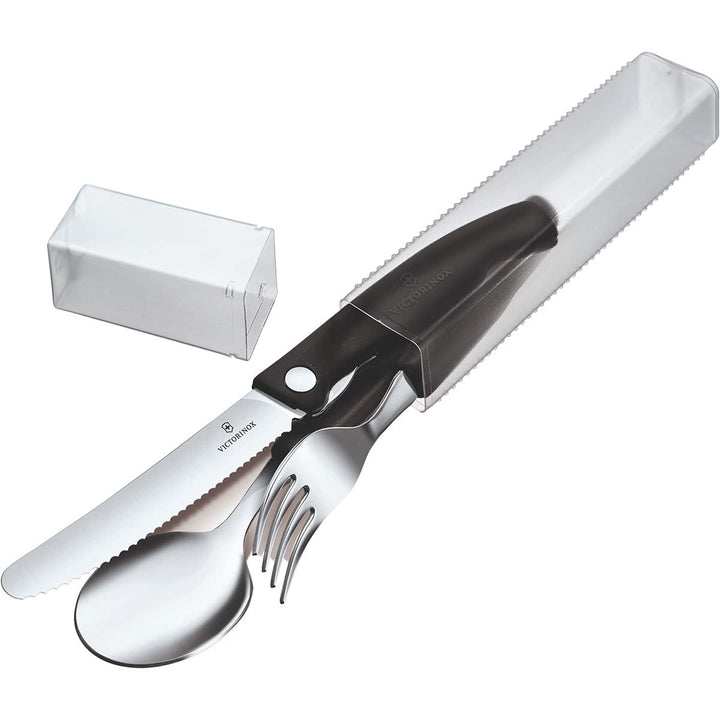Victorinox, Swiss Classic, Profi Faltbares Tafelbesteck, 3-teilig, Extra Scharfe Klinge, Wellenschli