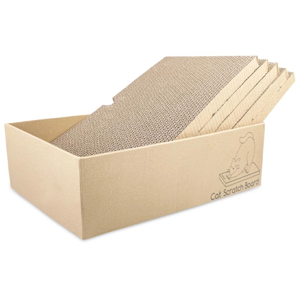 5 Stück Kratzbretter Katze, Kratzpappe für Katzen Wellpappe Recycelbar, Katzen Kratzbrett 43 X 25.4
