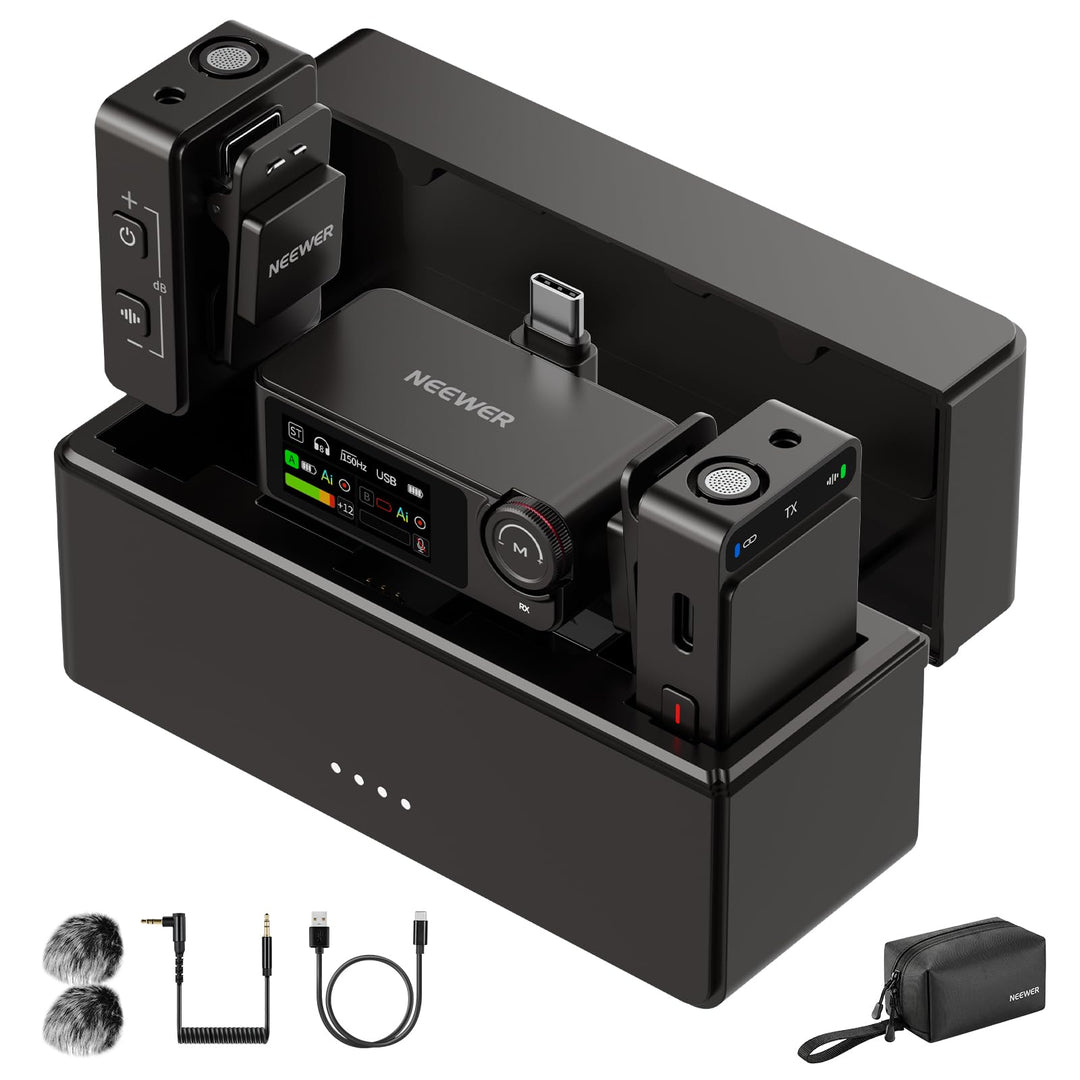 NEEWER CM36 Pro Drahtloses Mikrofon AI Geräuschunterdrückung, 48 kHz/32 Bit Float, 8GB Speicher, 85d
