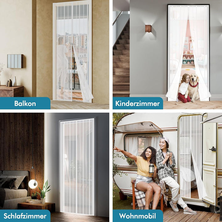 Sekey 160 x 240cm Magnet Fliegengitter Tür Vorhang für Holz, Eisen, Aluminium Türen und Balkon. Einf