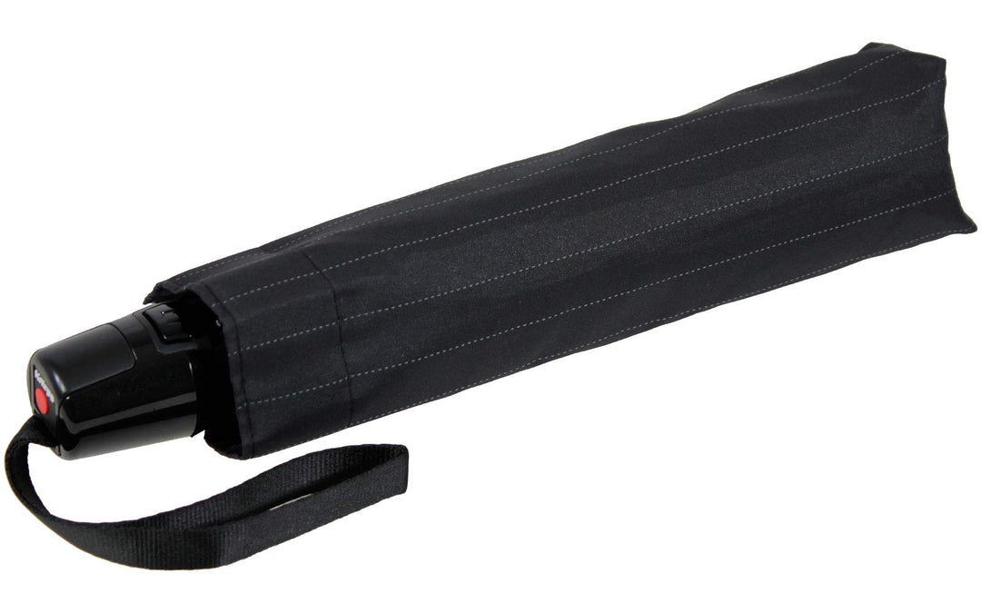 Knirps Regenschirm Fiber T2 Duomatic - Pinstripe Black Schwarz, Schwarz