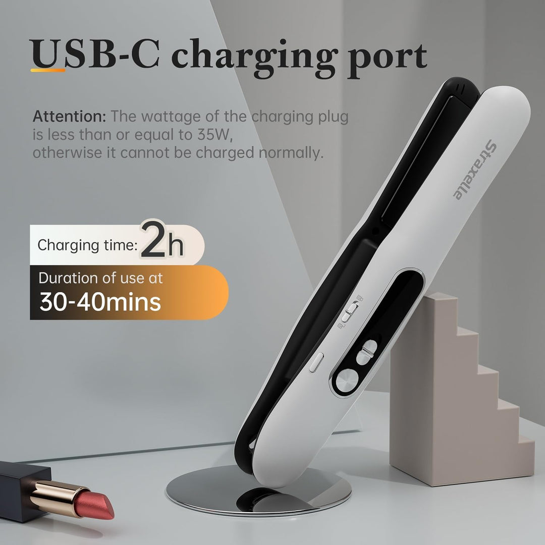Mini Glätteisen Kabellos mit 5000mAh, 2 in 1 Glätteisen Locken und Glätten, 175°C-215°C 3 Einstellba