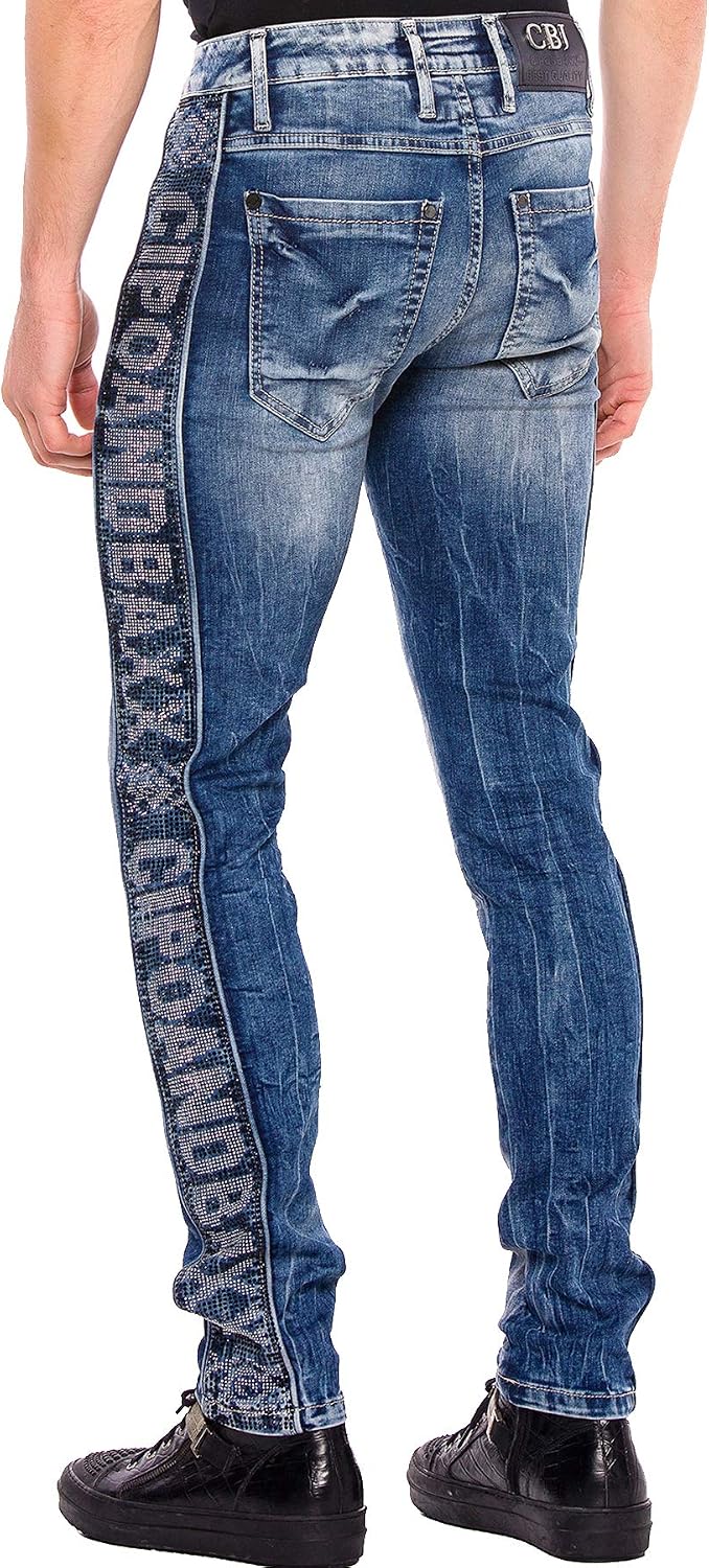 Cipo &amp; Baxx Herren Jeanshose | Verschiedene Fits | Destroyed &amp; Used Look mit Nieten, Kunstleder &amp; Pr