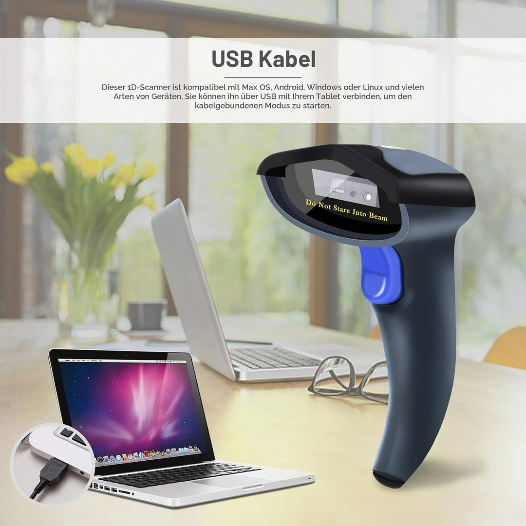 NETUM Kabelgebundener 2D QR Barcode-Scanner - Handheld Automatischer Omnidirektionaler Barcode-Leser
