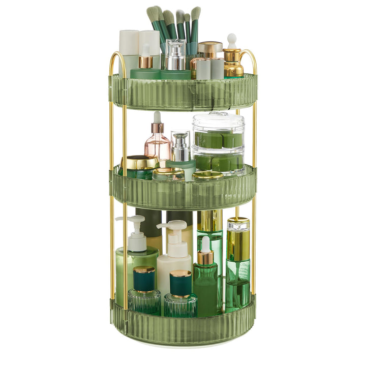SONGMICS Make-up Organizer drehbar, Kosmetik-Organizer rund, 3 Ebenen, Kosmetik Aufbewahrung, anpass