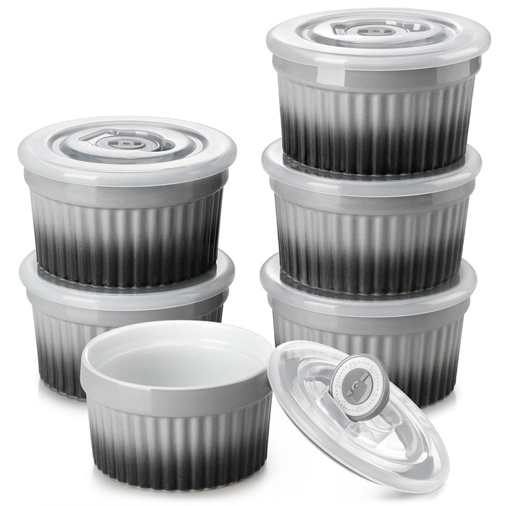 vancasso RAMEKINS 260ml Soufflé Förmchen Set von 6, Ø10,1cm Creme Brulee Schälchen Backofen sicher,