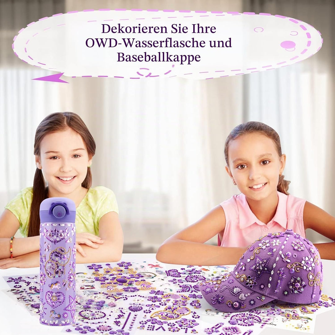 Weihnachten Geschenke für Mädchen DIY Trinkflasche und Baseballkappe, Selbst Gestalten mit Edelstein