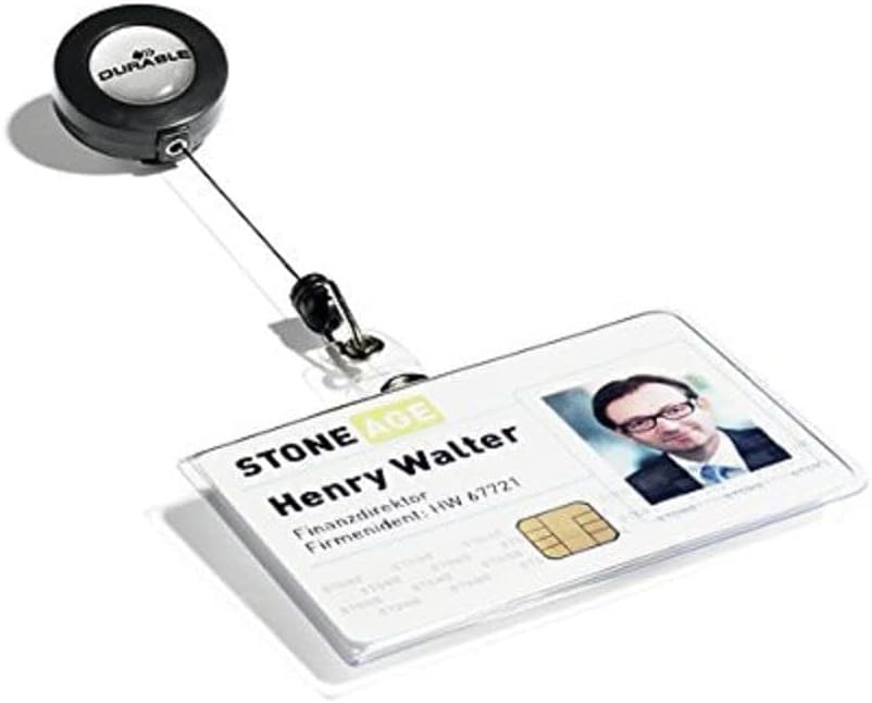Durable Namensschild (für Betriebs-Ausweise, 54 x 90 mm) Packung à 10 Stück, transparent, 801619 54x