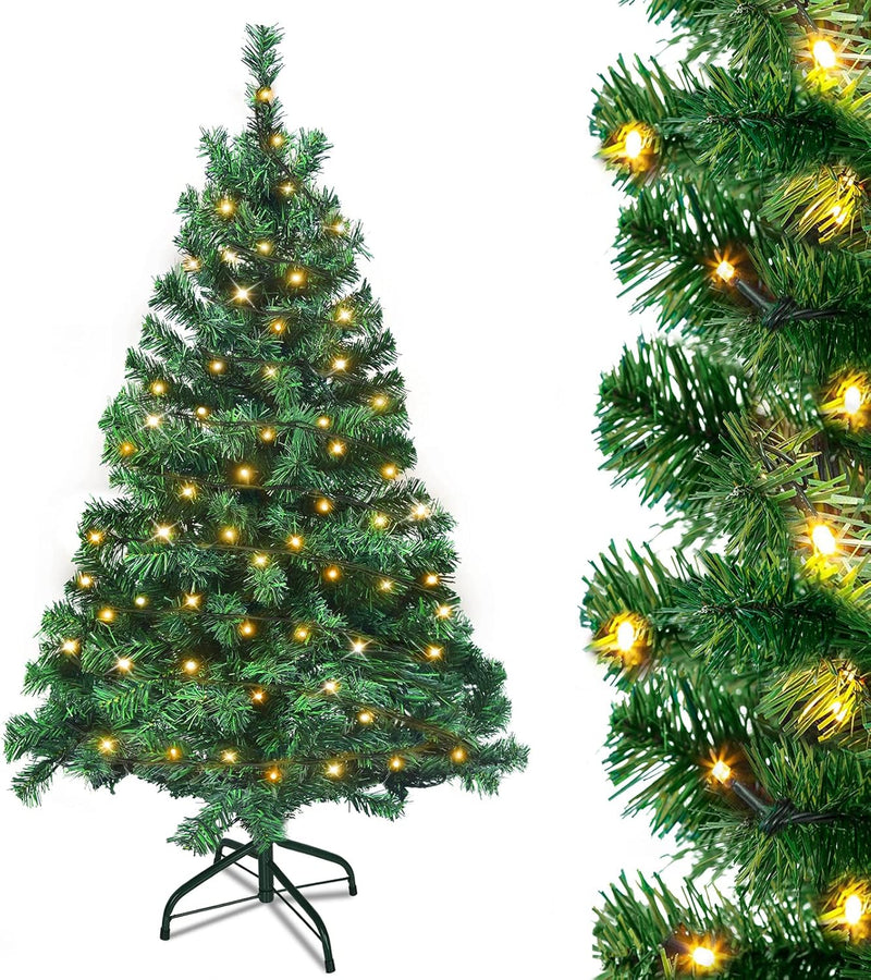 UISEBRT Künstlicher Weihnachtsbaum mit Beleuchtung - LED Tannenbaum mit Metallständer 120 Leuchten,