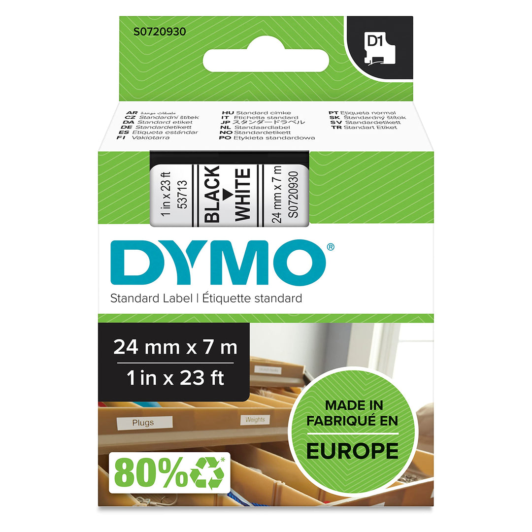 DYMO Original D1-Etikettenband | schwarz auf weiss | 24 mm x 7 m | selbstklebendes Schriftband | für