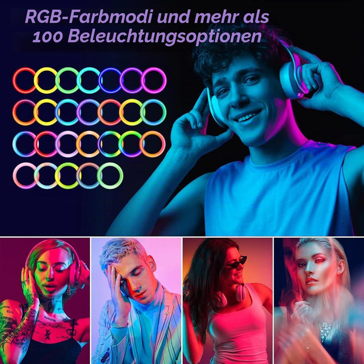 13 Zoll Ringlicht mit Stativ, 1 Tablet-Clip und 2 Handyhalterungen, 3000-6000K,10 Helligkeiten, Musi