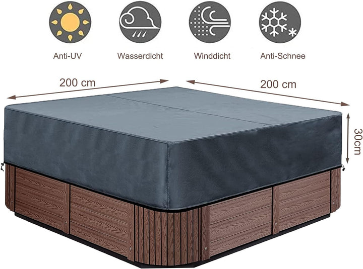 Hochwertige Whirlpool-Abdeckung, 200x200x30cm, quadratischer Allwetter-Garten-Whirlpool-Abdeckung au
