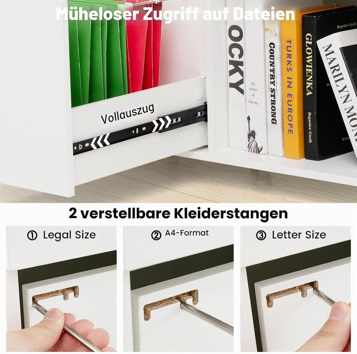 GIANTEX Aktenschrank auf Rollen, Rollcontainer mit Schubladen, mobiler Druckerständer für Home-Offic